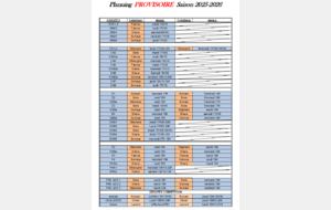 Le planning prévisionnel pour cette saison 2025-206