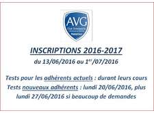 Inscriptions saison 2016-2017
