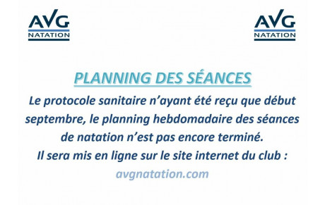 Planning des séances